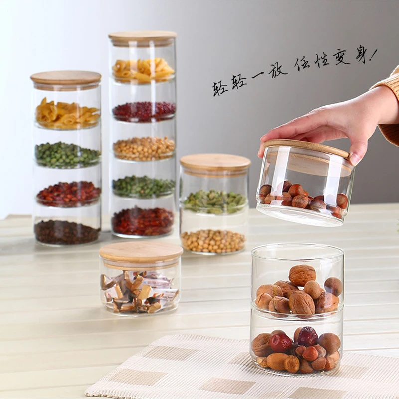 Food Storage Glass Container Set - Nieuwe 1200 ml 3-laags glazen voorraadbusjes