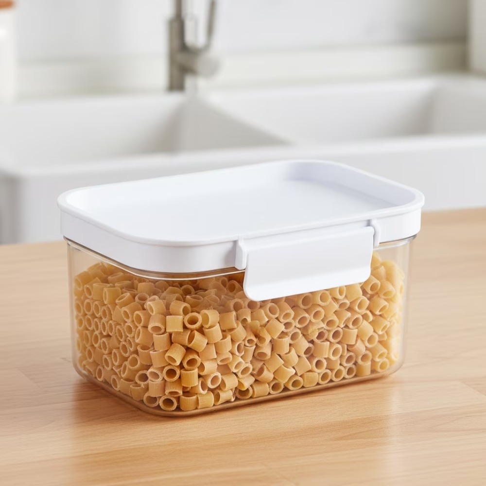 Food Storage Canister - Kleine rechthoekige plastic voorraadbak met deksel,