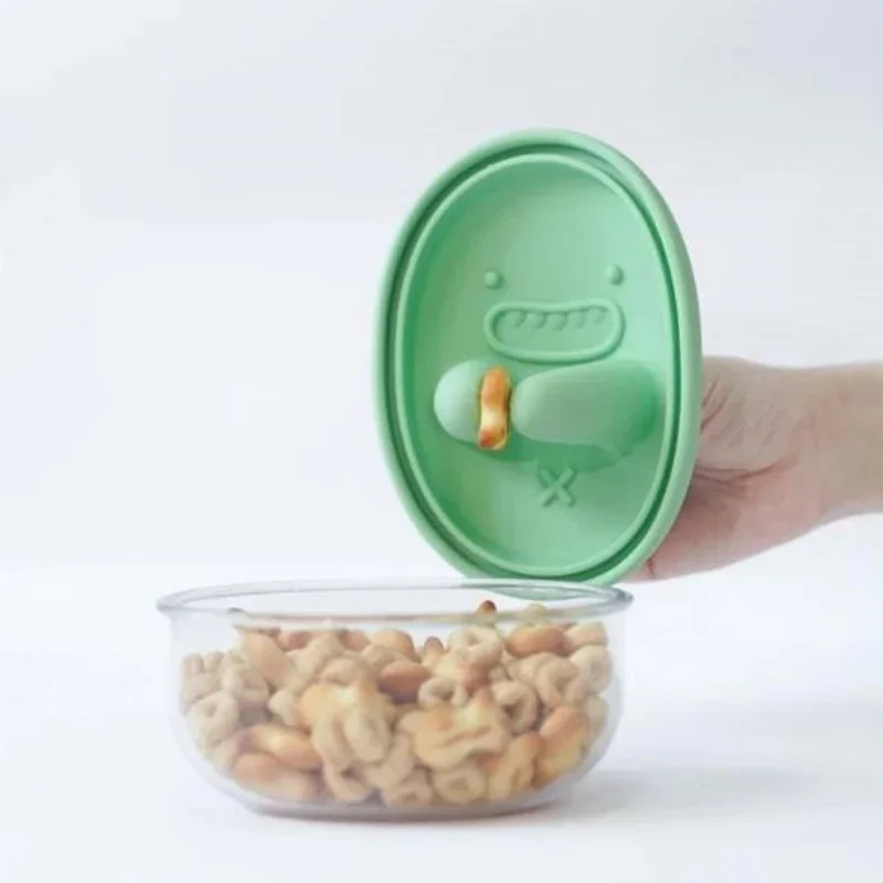 Food Storage Silicone - Handsfree snackbox, geen kruimels, snackopbergdoos, cartoonkoekjesdoos,