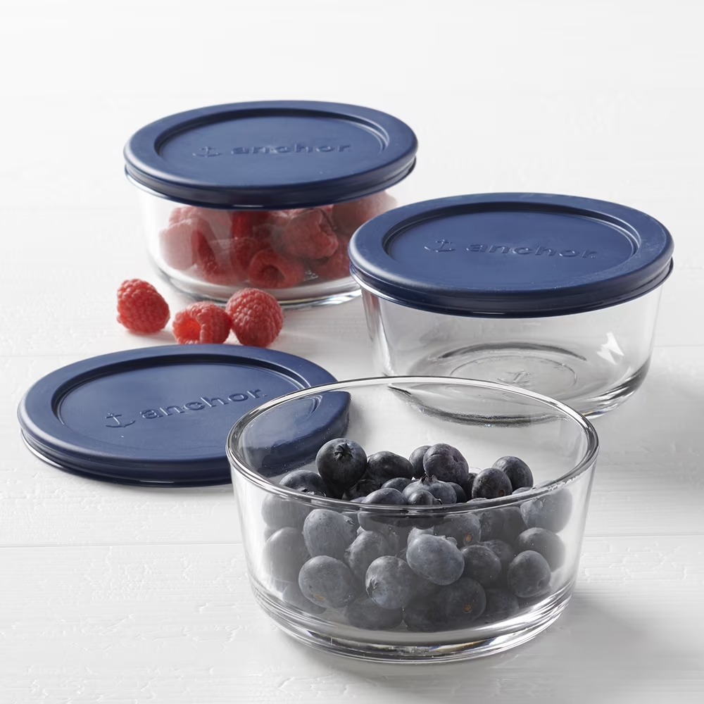 Food Storage Glass Container Set - Anchor Hocking glazen voedselbewaarcontainers met deksels,