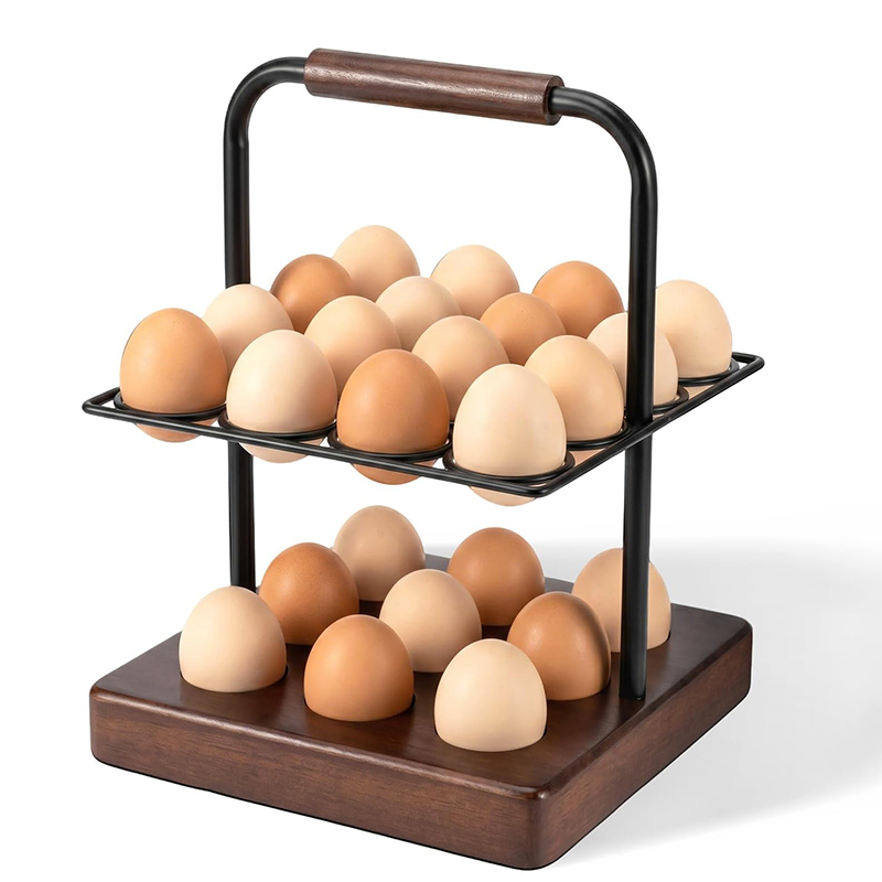 Egg Storage Holder - Boerderijstijl eierenhouder voor aanrecht, 2-laags eierenorganizer,