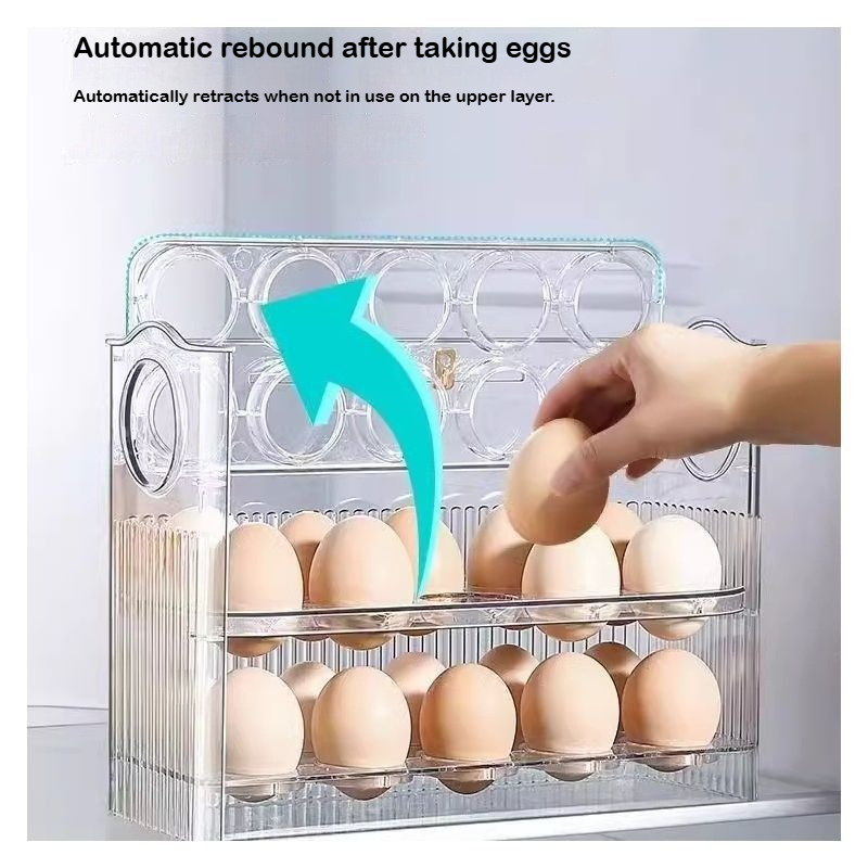 Food Storage Rack For Kitchen - Automatische rebound eieropbergdoos koelkast zijdeur ruimtebesparend