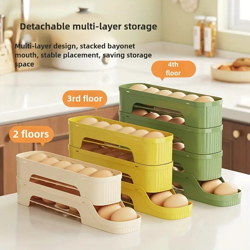 Egg Storage Holder - 1Pc afneembare rollende eierhouder, ruimtebesparende PP-materiaal