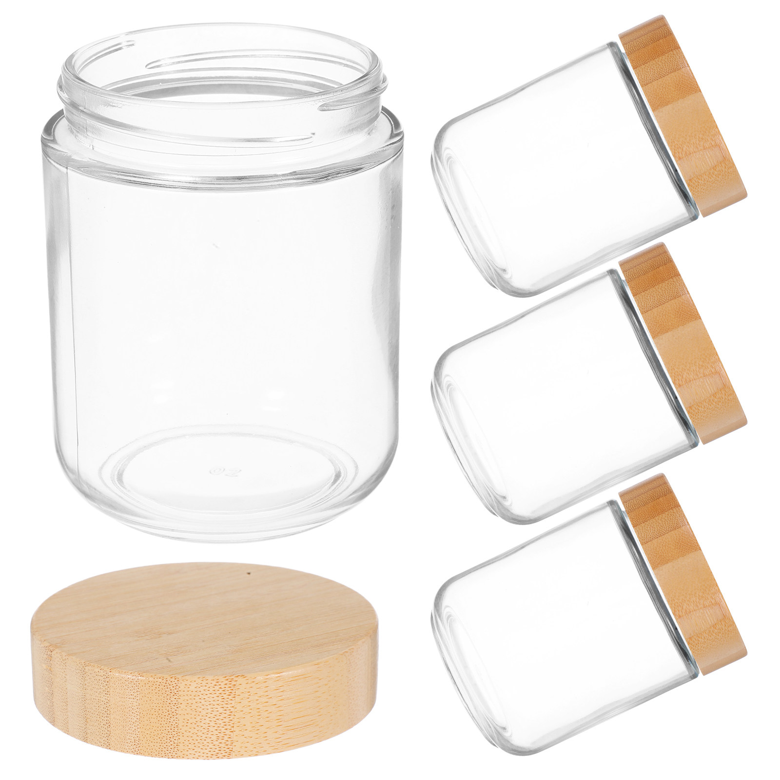 Food Storage Containers With Lids - 4 stuks transparante glazen potten met