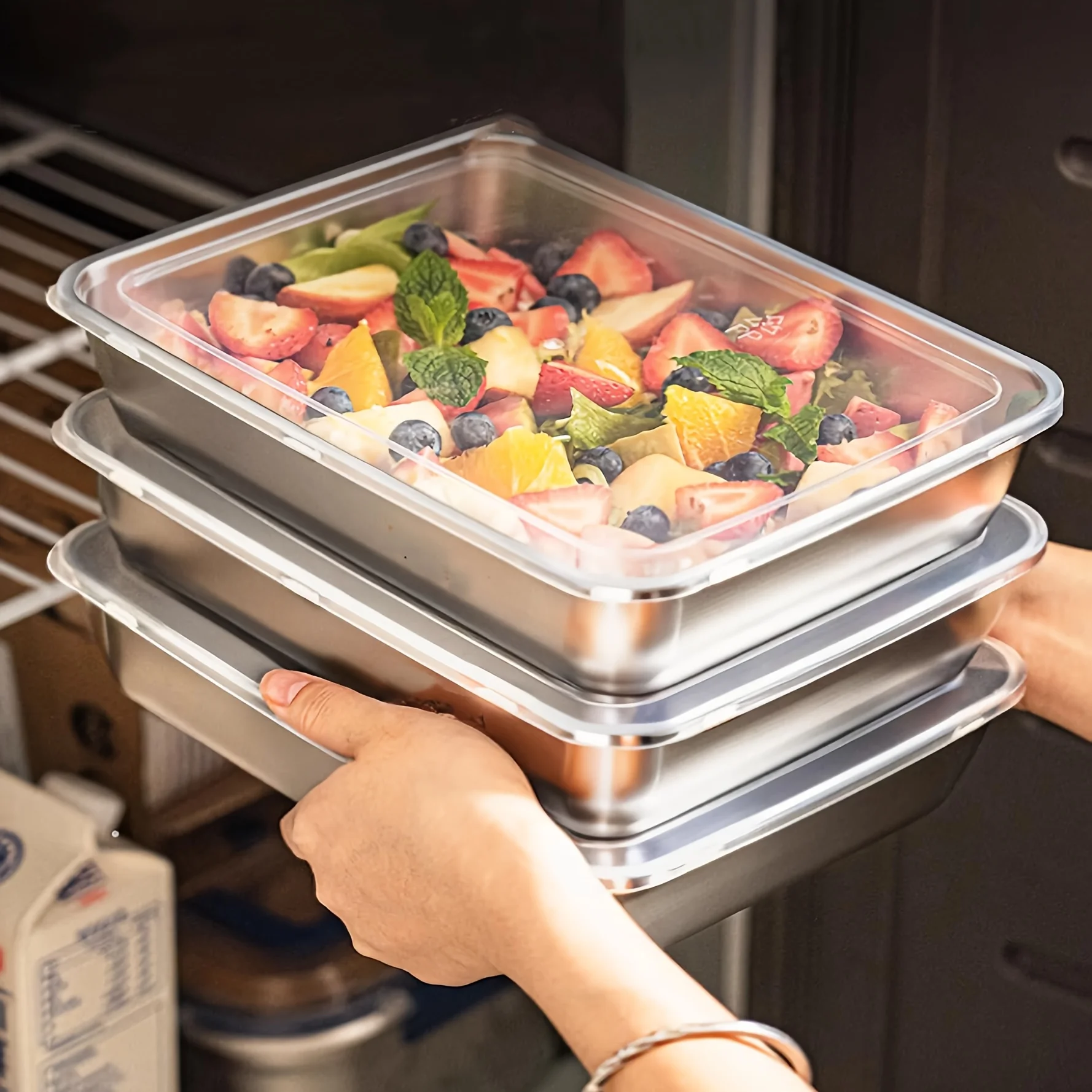 Food Storage Lunch Box - 3-delige RVS voedselcontainers & lunchbox, lekvrij