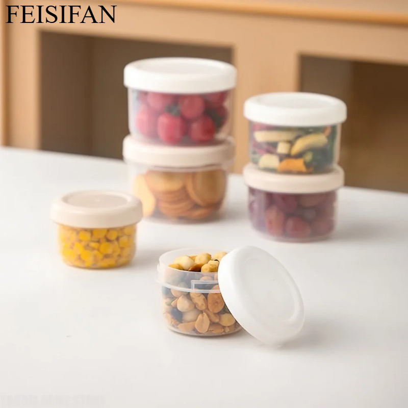 Food Storage Containers With Lids - Draagbare ronde plastic voedselbewaarbak met deksel,