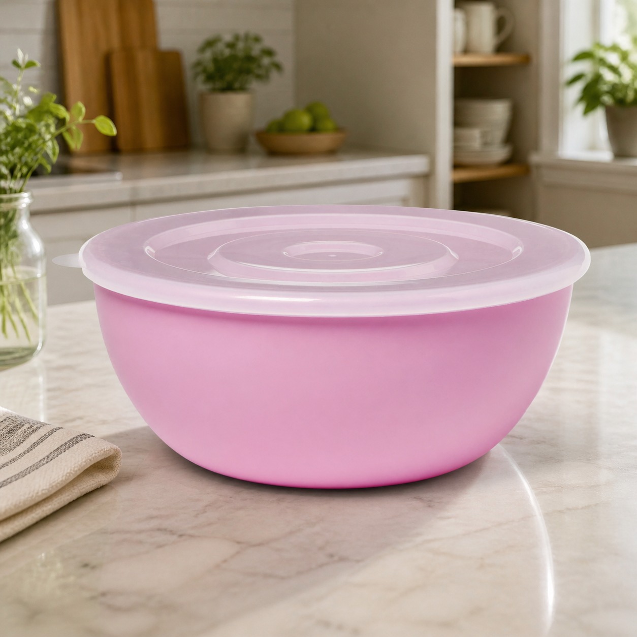 Food Storage Bowls - Roze kom met bijpassend deksel, duurzame