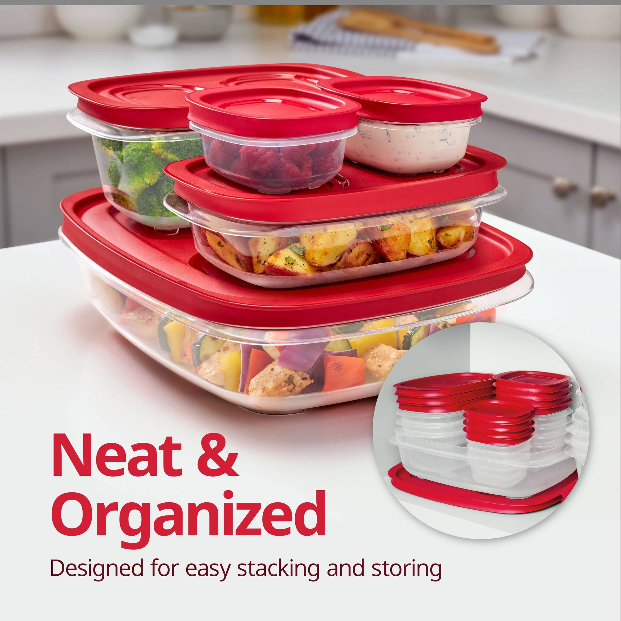Rode rechthoekige voedselopsla - Food Storage Meal Prep recensie en prijs