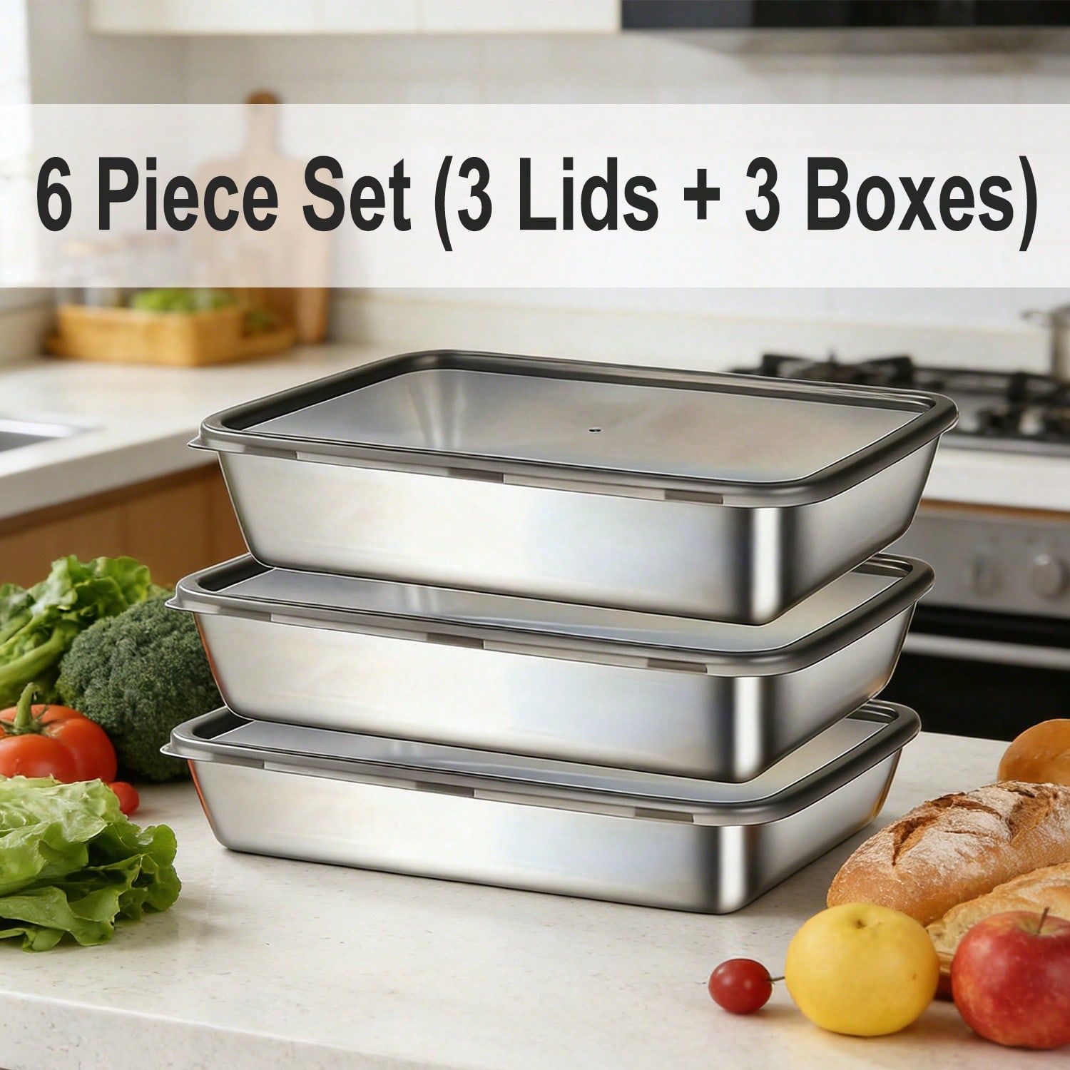 6-delige (3 dozen + 3 deksels) - Food Storage Meal Prep recensie en prijs